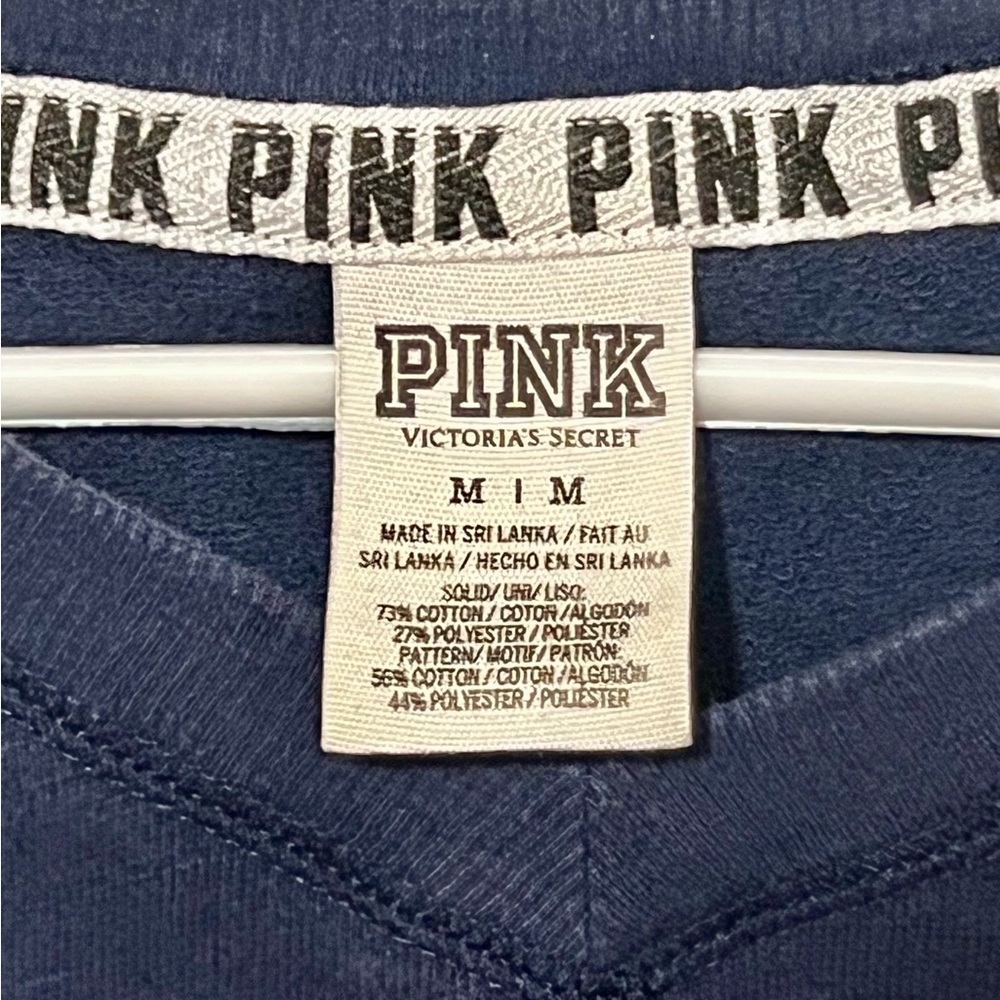 PINK Victoria's Secret Navy Colorblock Long Sleeve Shirt- Size Medium - Picture 5 of 5